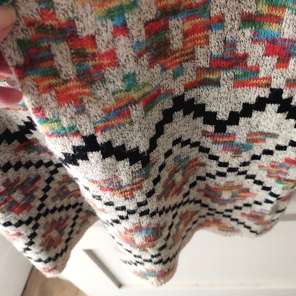 Cozy Southwestern Festival Multi Color Aztec Long Open Cardigan Sweater S-M - Picture 9 of 13